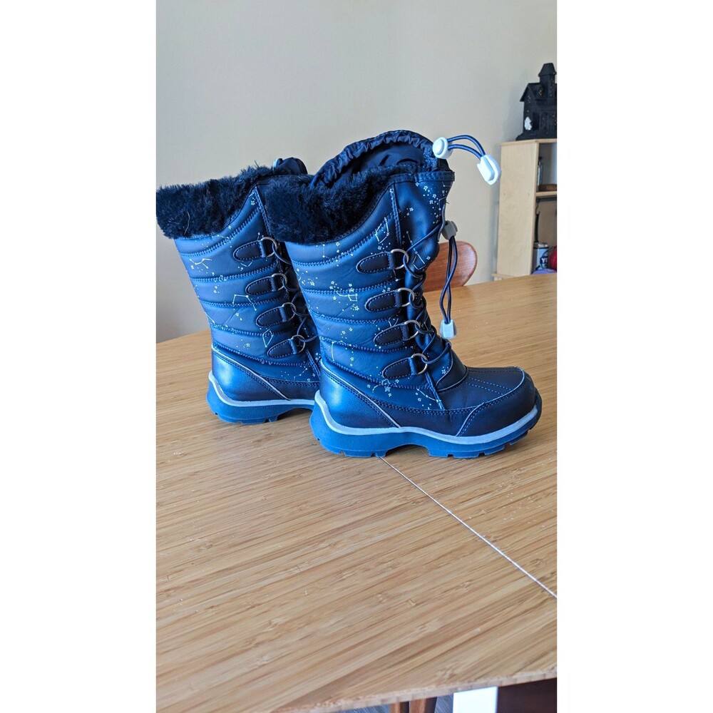 Lands' End Kids Blue Snow Boots Constellations sz 13 Waterproof Insulated Winter